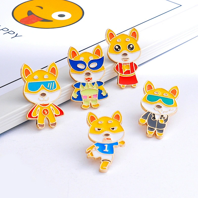 Cute Fox Brooch Cartoon Alloy Metal Lapel Pin Custom Enamel Pins with Backing