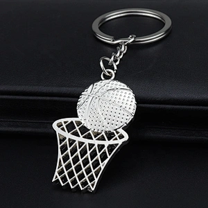 3D embossed basketball hallowed basket metal keychain