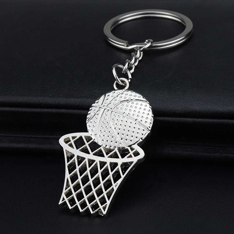 3D embossed basketball hallowed basket metal keychain