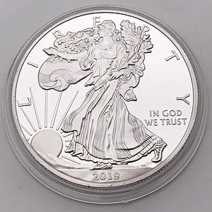 3D Silver liberty coin with plastic case accept customized