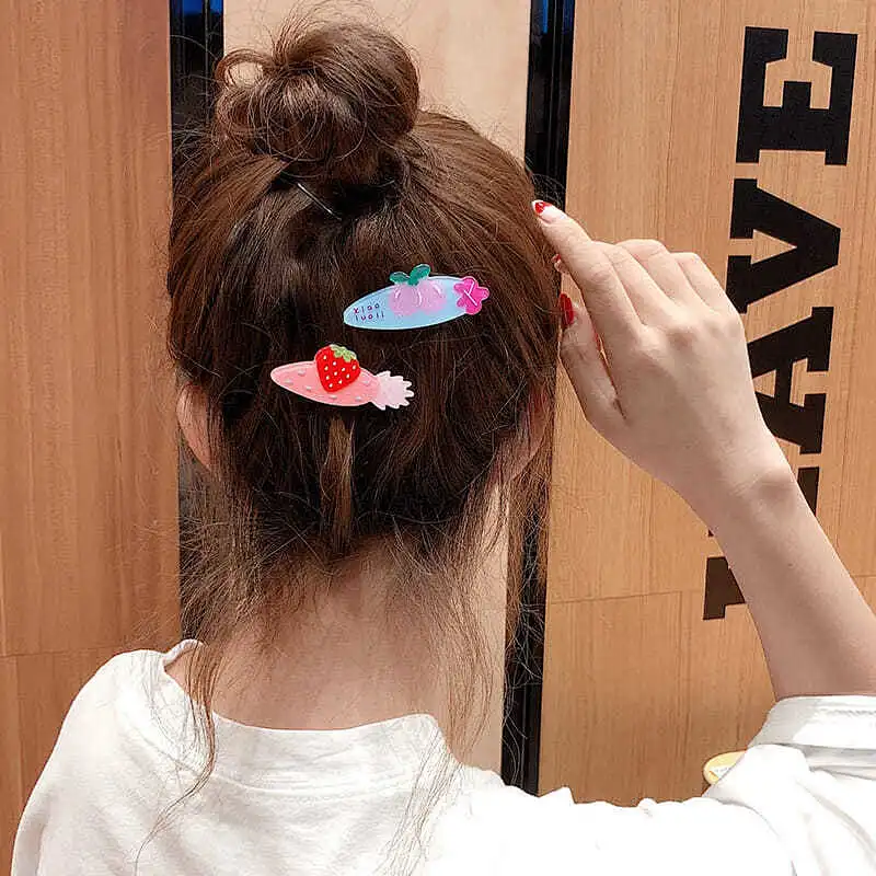 Ins Cute Cartoon Fruit Hair Clip Childlike Kitten Cherry Korean Hair Accessories Clip