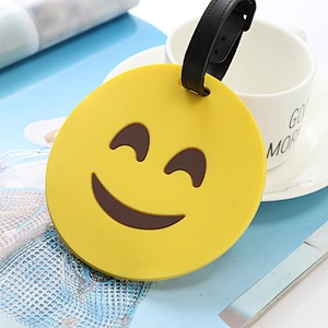 Cartoon Emoji Face Soft PVC Luggage Tags Round Silicone Luggage Tag Custom