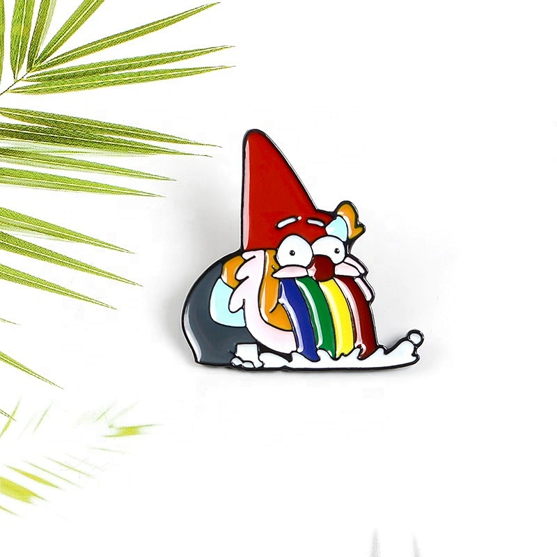 Cartoon children rainbow dwarf old man soft enamel badge lapel pin