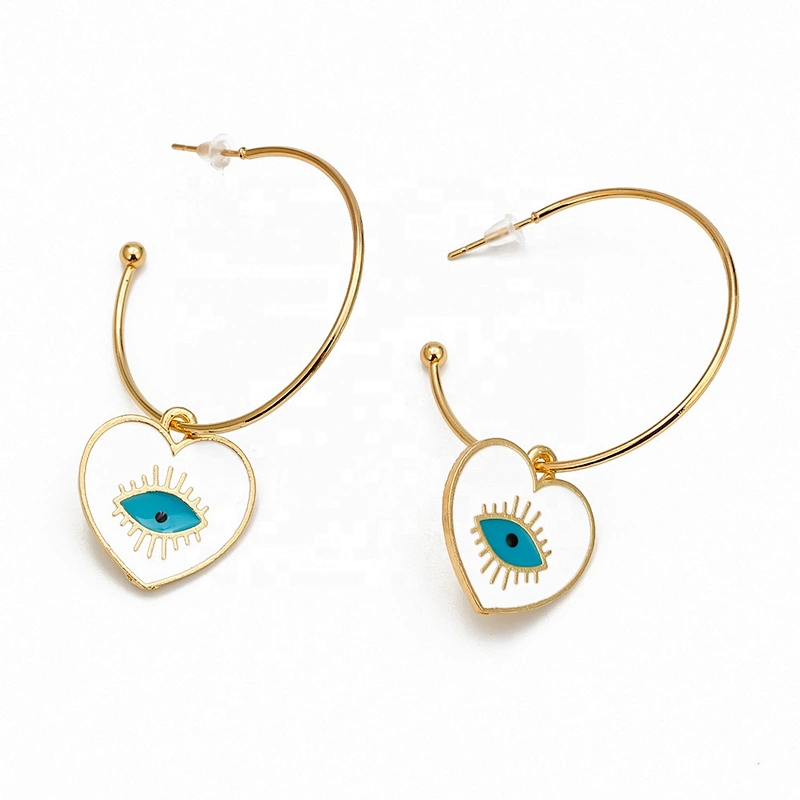 Love heart shape eye of the demon enamel earrings