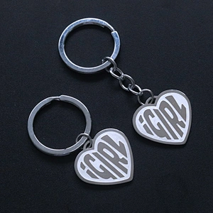 Heart Shape iGirl Stainless Steel Metal Keychain Pendant
