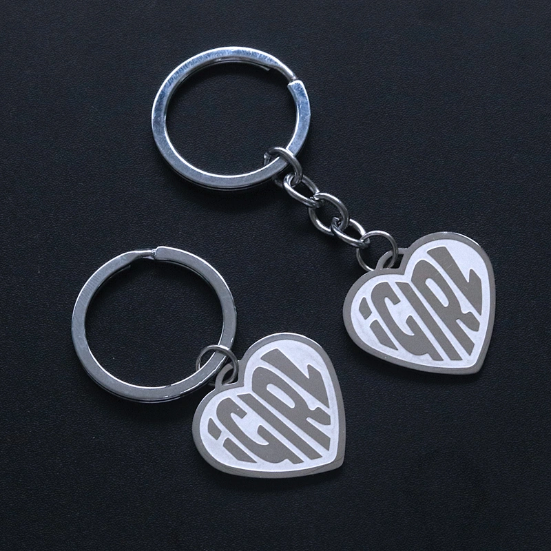 Heart Shape iGirl Stainless Steel Metal Keychain Pendant