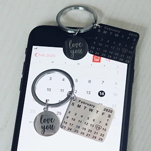 Stainless Steel Valentine's Day Birthday Anniversary Custom Gifts Metal Calendar Keychain