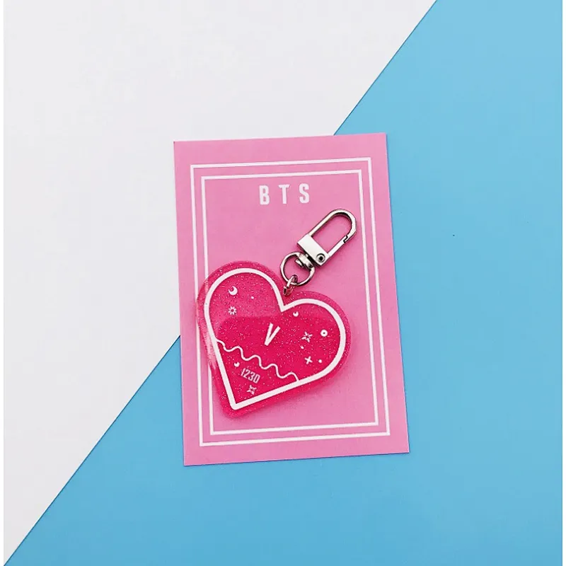 Custom Heart Shaped printed logo acrylic keychain