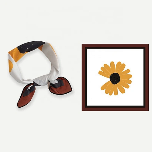 Hot seling popular in Korea little Daisy bandana women scarf silk scarves