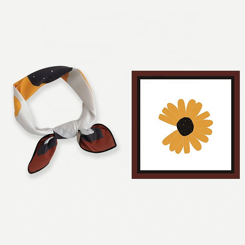 Hot seling popular in Korea little Daisy bandana women scarf silk scarves
