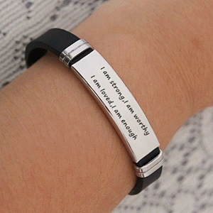Adjustable Inspirational Bracelet I am strong Stainless Steel Bracelet
