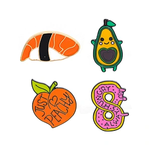 Sushi Donut Soft Enamel Pins Food Peach Avocado Lapel Pin Badge Fruit