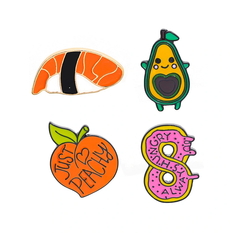 Sushi Donut Soft Enamel Pins Food Peach Avocado Lapel Pin Badge Fruit