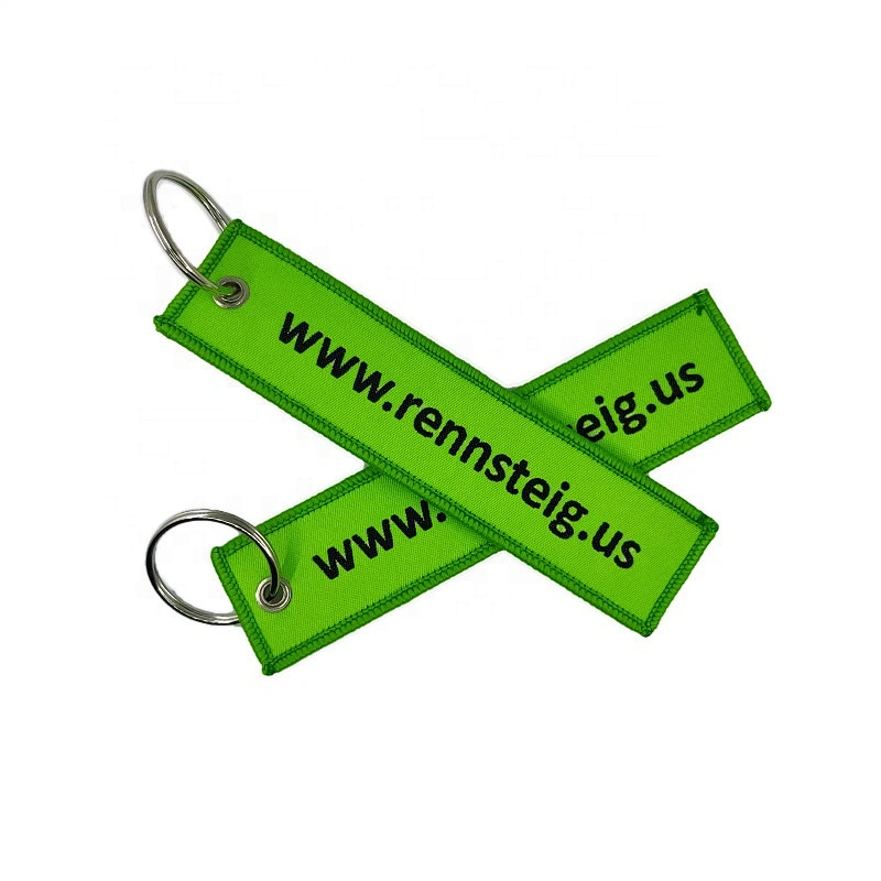 high quality embroidery custom woven label keychain