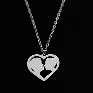 Stainless Steel Heart Necklace Couple Valentine Gift Silver Gold Necklace Pendant