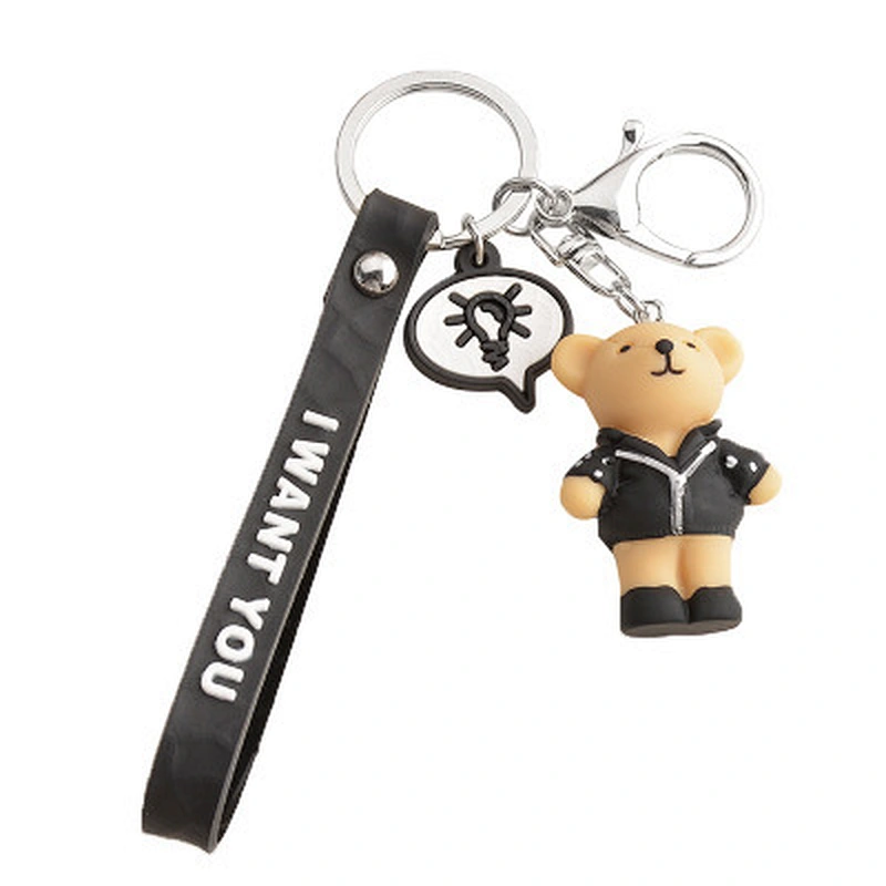 Korea Cute Four Color Bear PVC Silicone  Keychain Bag Pendant Cartoons Keychains
