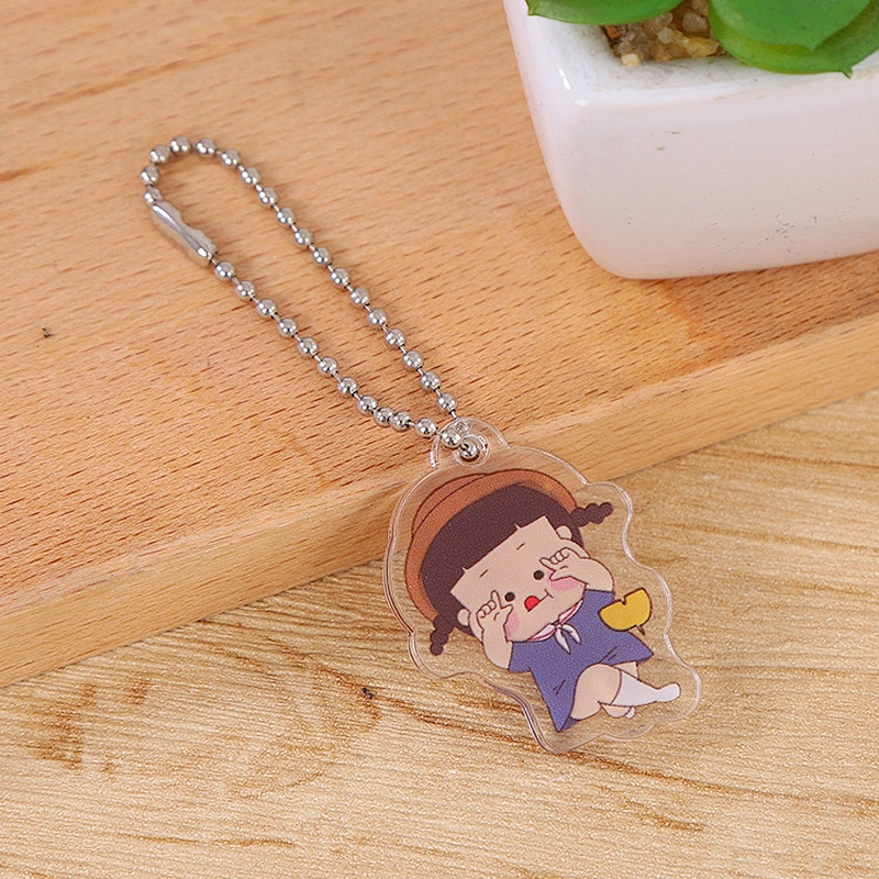 Cartoon Series Bead Chain Transparent Ice Cream Flower Acrylic Bag keychain