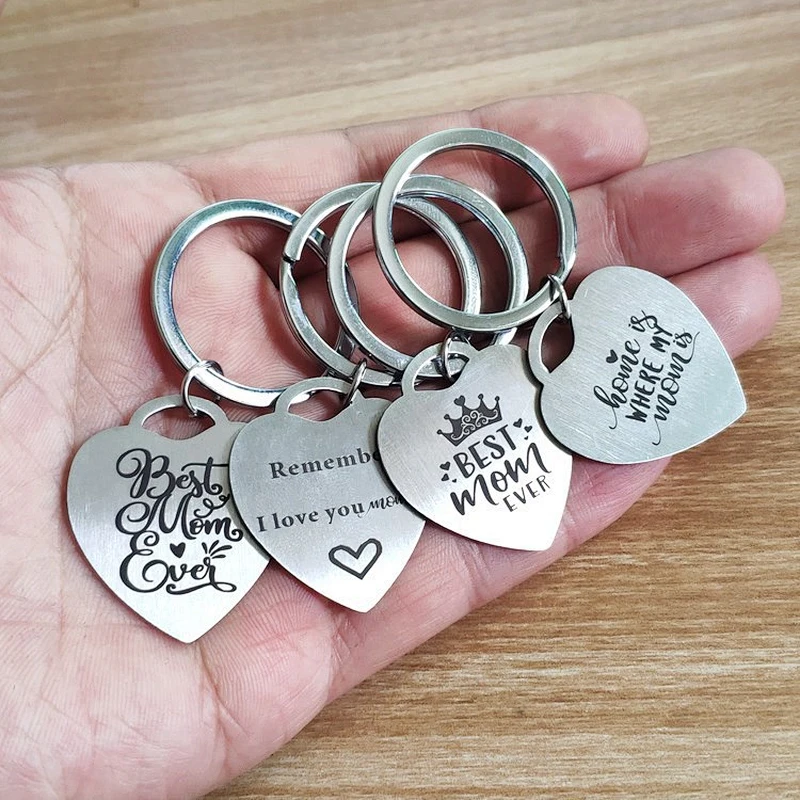 Remember I Love You Mom Stainless Steel Metallic Keychain Mother's Day Love Pendant