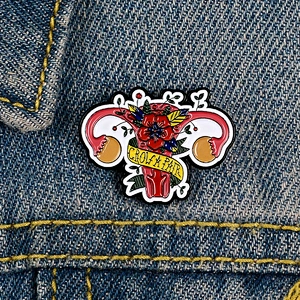 uterus organ protection feminism flower collar brooch lapel pin