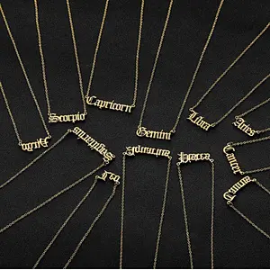 Fashion Twelve Constellation Necklace Stainless Steel Zodiac Sign Pendant Necklace for Women