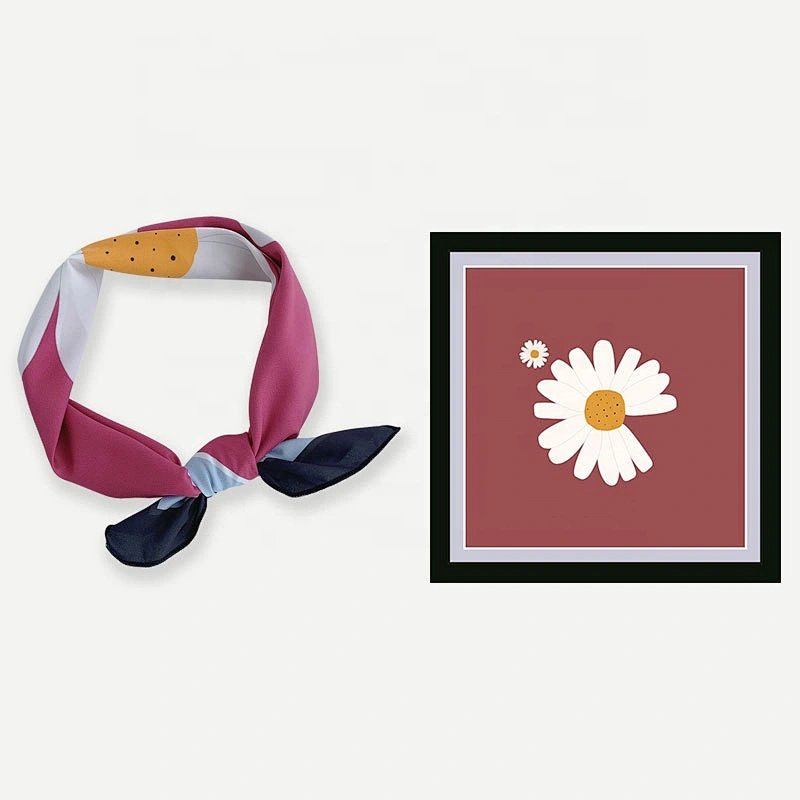 Hot seling popular in Korea little Daisy bandana women scarf silk scarves