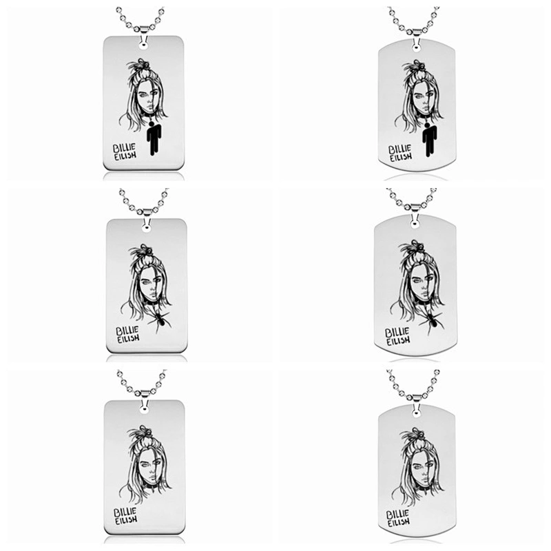 Rapper Billie Eilish Stainless Steel Women Pendant Necklace Tag