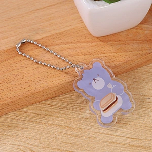 Korean Style Cute Acrylic Double Sides Bead Keychain Custom Cartoon Keychain Manufacturer