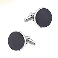 Custom Black Round Enamel Paint Cufflinks Men Simple Style French Shirt Cufflinks