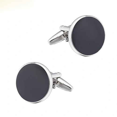 Custom Black Round Enamel Paint Cufflinks Men Simple Style French Shirt Cufflinks