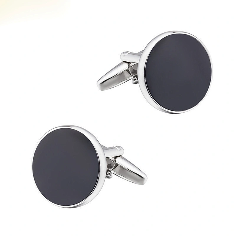 Custom Black Round Enamel Paint Cufflinks Men Simple Style French Shirt Cufflinks