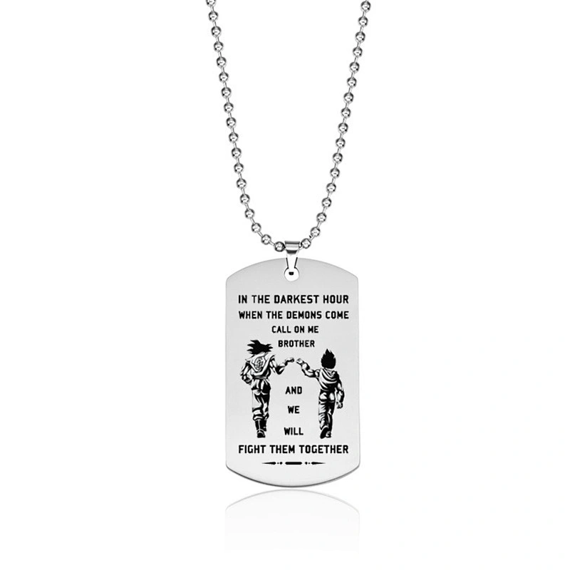 Anime Vegeta Dragon Ball When The Demons Come Stainless Steel Men Women's Necklace Keychain