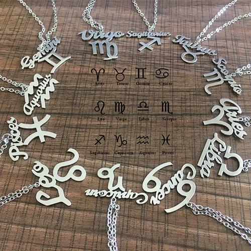 New Twelve Constellation Necklace Fashion Stainless Steel 12 Zodiac Sign Men Women  Necklace