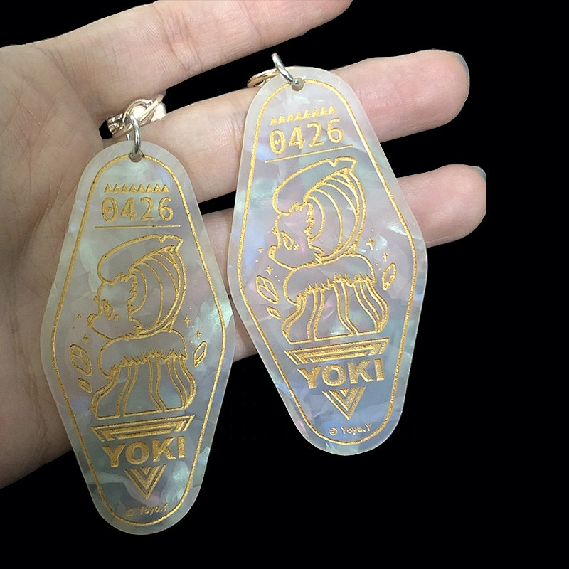 Marbling colorful ABS diamond shape plastic hotel room number key tag custom logo