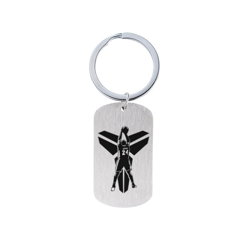 Basketball Star Key Ring Black Mamba Memorial Stainless Steel Metal Tag Keychain