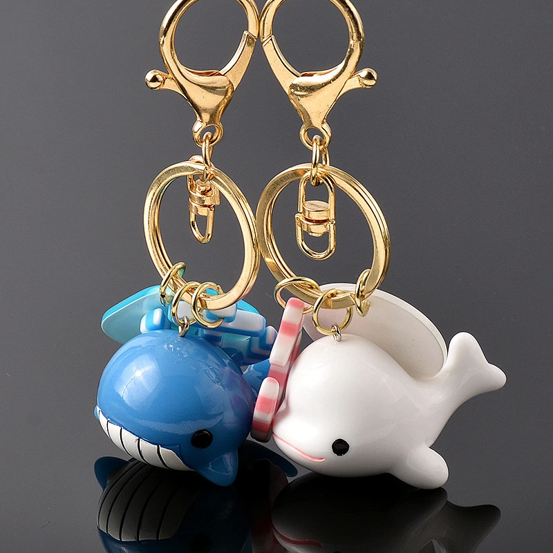 Cartoon Little Whale Couple Key Chain Girl Bag Pendant Acrylic Keychain
