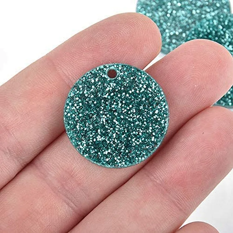 stock round glitter acrylic coin tags charms