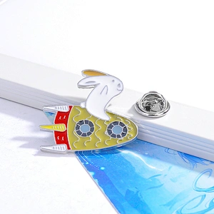 Cartoon Moon Astronaut Brooch Cute Rocket Rabbit Cat Space Enamel Pin Badge
