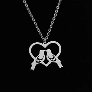 Stainless Steel Heart Necklace Couple Valentine Gift Silver Gold Necklace Pendant
