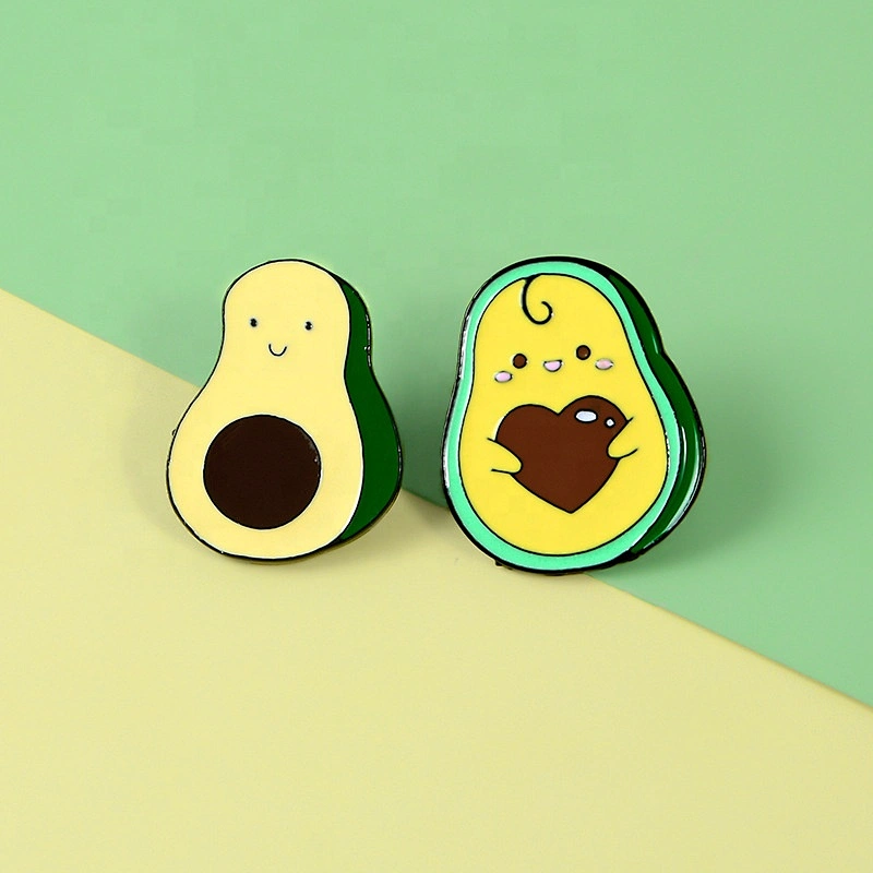 Cute cat eat fruit avocado shape lapel pins wholesale