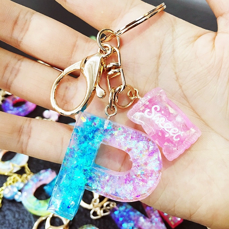 DIY sweet tassel shinny glitter stars gold foil crystal drops lettes candy keychain bag charms
