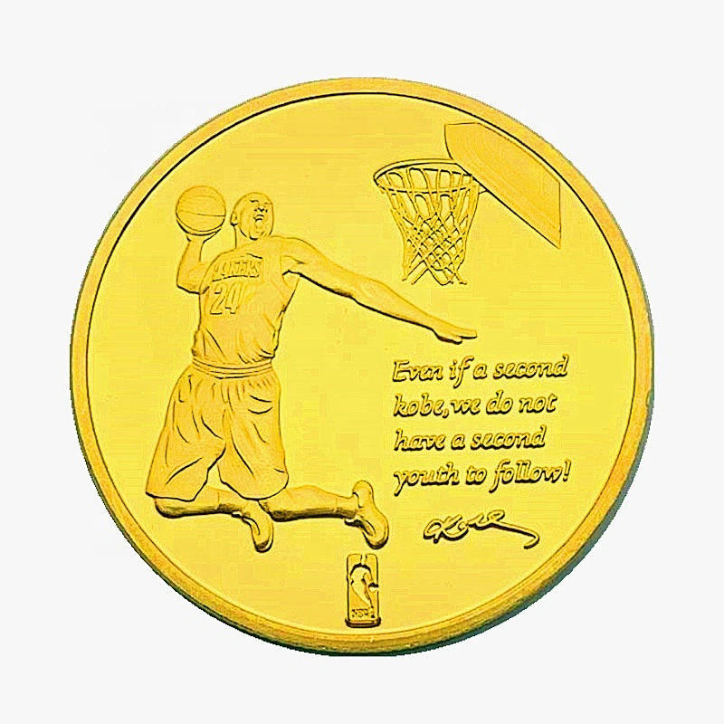 Gold metal souvenir challenge coin of Kobe Bryant