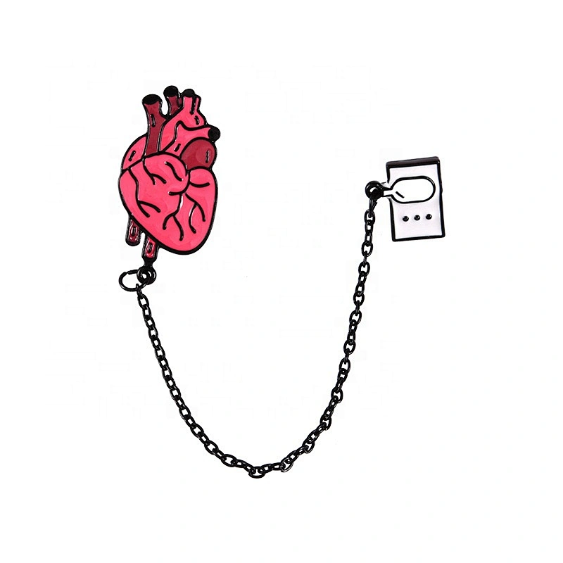 Lots of designs medical organ enamel pins with chain heart lapel pin