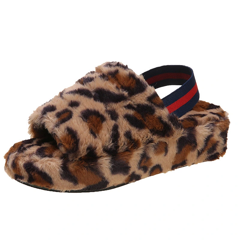 Slope Heel Platform Slippers Female Women's Fluffy Warm slippers