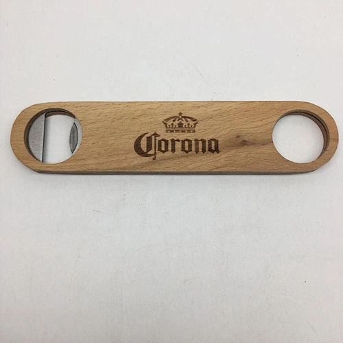 straight forward double sides wooden stainless steel beer bottle opener custom logo