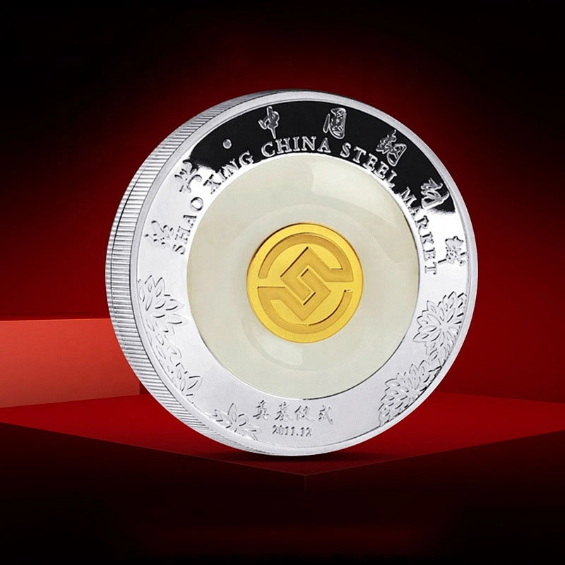 Double plating plated gold and silver wheel edge alloy coin custom