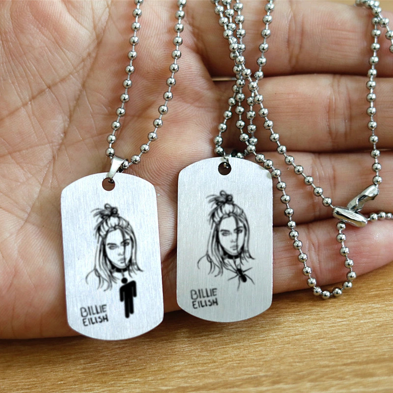 Rapper Billie Eilish Stainless Steel Women Pendant Necklace Tag