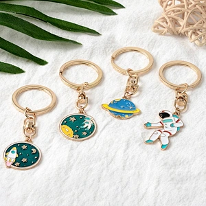 Stock soft enamel the rockets earth aliens astronaut pilot metal keychains