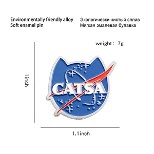 CATSA blue cat stars planet lapel pin pins