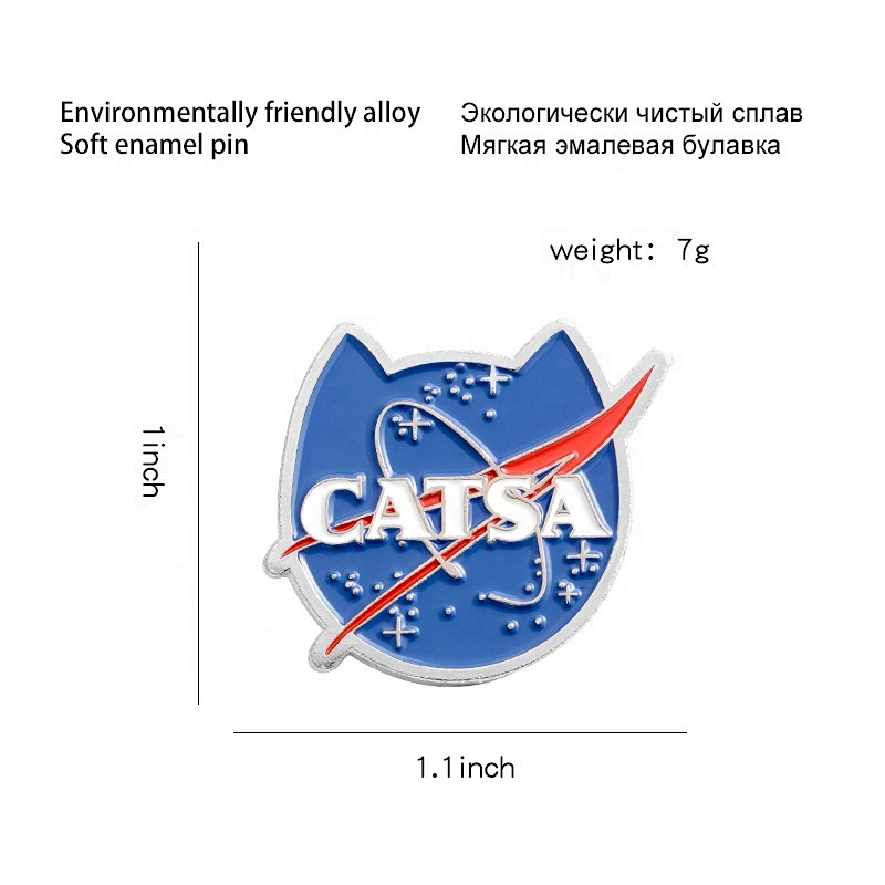CATSA blue cat stars planet lapel pin pins