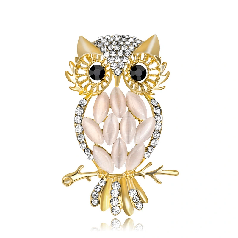 Wholesale Fantasy Owl Fashion Brooches Crystal Safety Pin Brooch